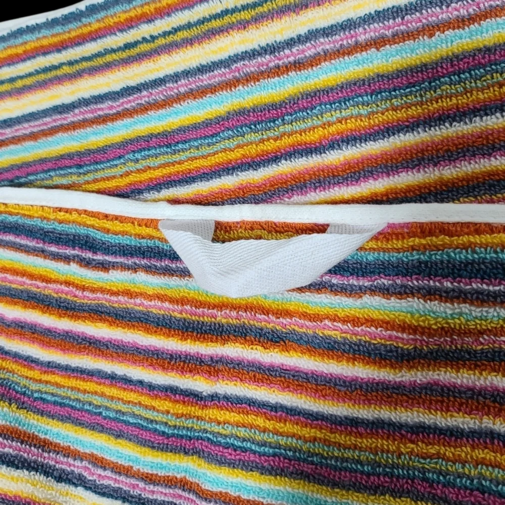 2pc Rachel Zoe Cotton Rainbow Striped Multicolored Bath Sheet / Beach Towel Set
